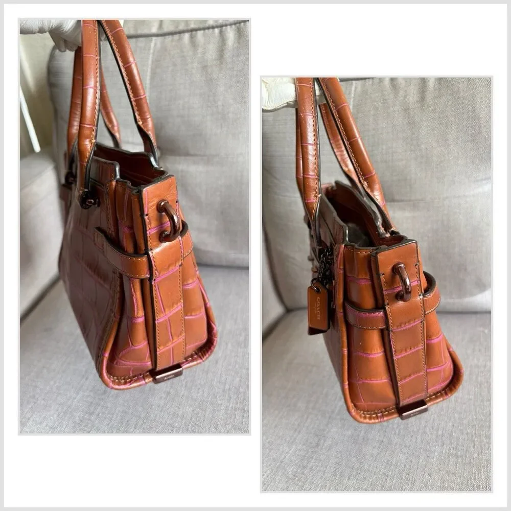 Coach Swagger 21 Carryall Satchel Crossbody Bag Exotic Croc-emboss Leather 37698